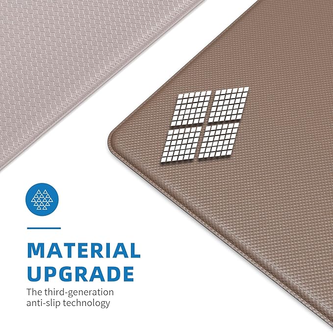 Kitchen Mats for Floor - 17"x59" Anti Fatigue Mats for Kitchen Floor - Non Slip Cushioned Rugs for Standing - Ivory