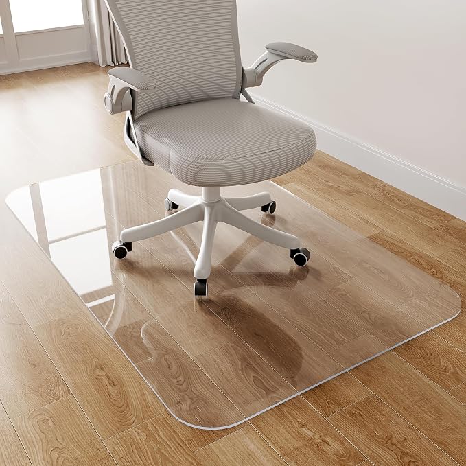 Delamu Office Chair Mat for Hardwood Floor, 30"×48" Office Computer Desk Chair Mat, Clear PVC Heavy Duty Floor Protector Mats for Rolling Chairs, Only for Hard Floor (30"×48" Rectangular)