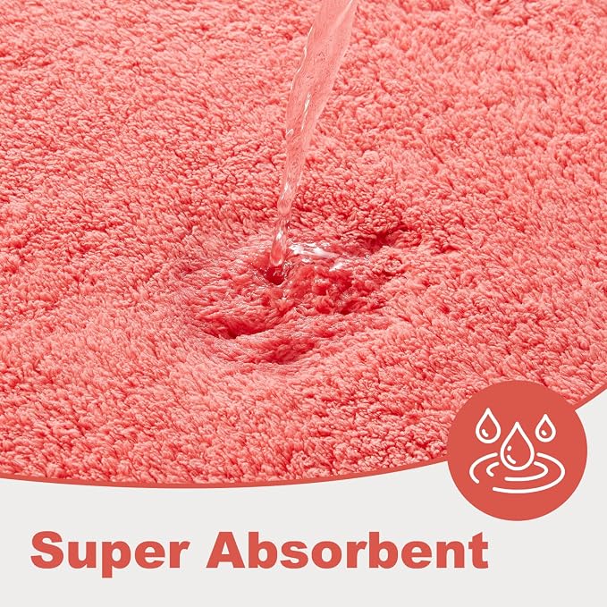 TYUU Pink Bathroom Rugs, Ultra Soft Bath Rugs Non Slip Washable, Super Absorbent Quick Dry Small Bath Mat with Rubber Backing for Bathroom Floor, Shower, or Sink, Pink 16" x 24"