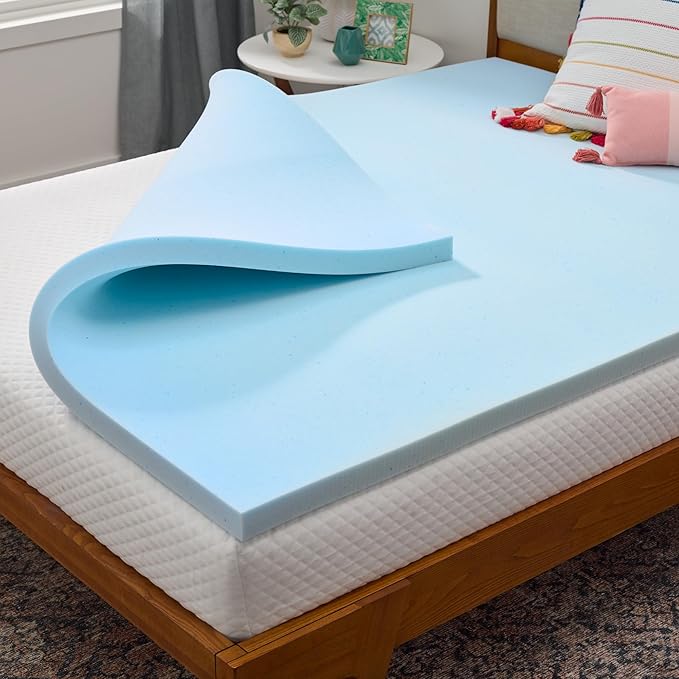 Linenspa Memory Foam Mattress Topper, Twin Size - 2 Inch Gel Infused Memory Foam - Plush Feel - Cooling and Pressure Relieving - CertiPUR Certified
