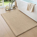 DEXI Bathroom Rugs 36x24, Non Slip Washable Bath Mat, Absorbent Chenille Bathmat, Ultra Soft Thick Carpet for Tub Shower Floor, Beige