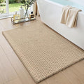DEXI Bathroom Rugs 32x20, Non Slip Washable Bath Mat, Absorbent Chenille Bathmat, Ultra Soft Thick Carpet for Tub Shower Floor, Beige