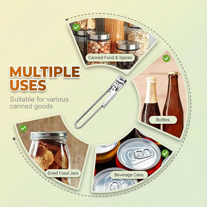 Adjustable Stainless Steel Jar Opener, Multifunctional Jar Opener for Weak Hands, Seniors with Arthritis, Easy-Grip Kitchen Gadget for Jars, Bottles and Lids, Kitchen Accessories