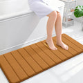 OLANLY Memory Foam Long Bathroom Rugs Runner 47x20, Super Soft Absorbent Bath Mat, Quick Dry, Machine Washable Shower Floor Rugs, Bathmat Carpet, Bathroom Home Decor Accessories, Ochre