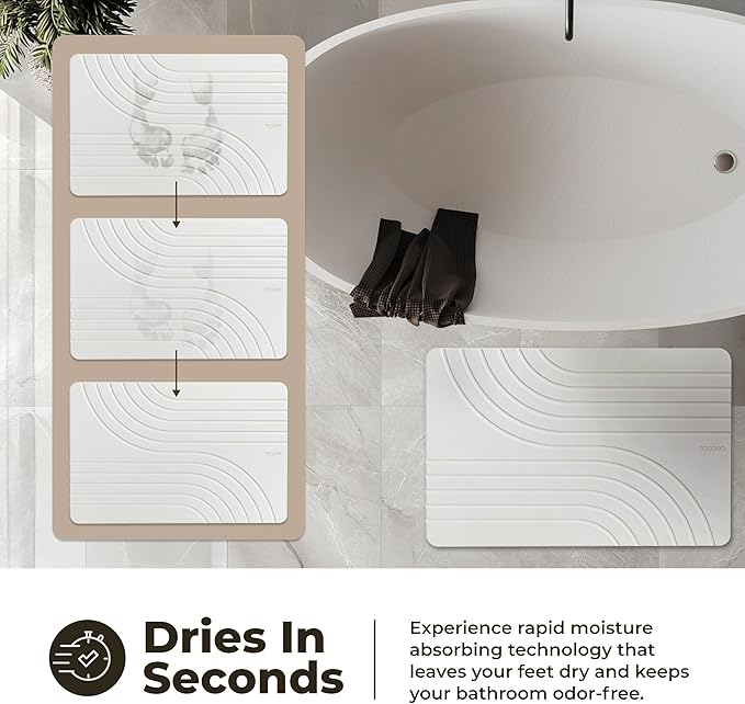 TOSORO - Stone Bath Mat Diatomaceous Earth Shower Mat Non-Slip Super Absorbent Diatomite Stone Bath Mats for Bathroom Floor Quick Drying Natural Easy to Clean (23.5 x 15) - Sandstone, 2pcs