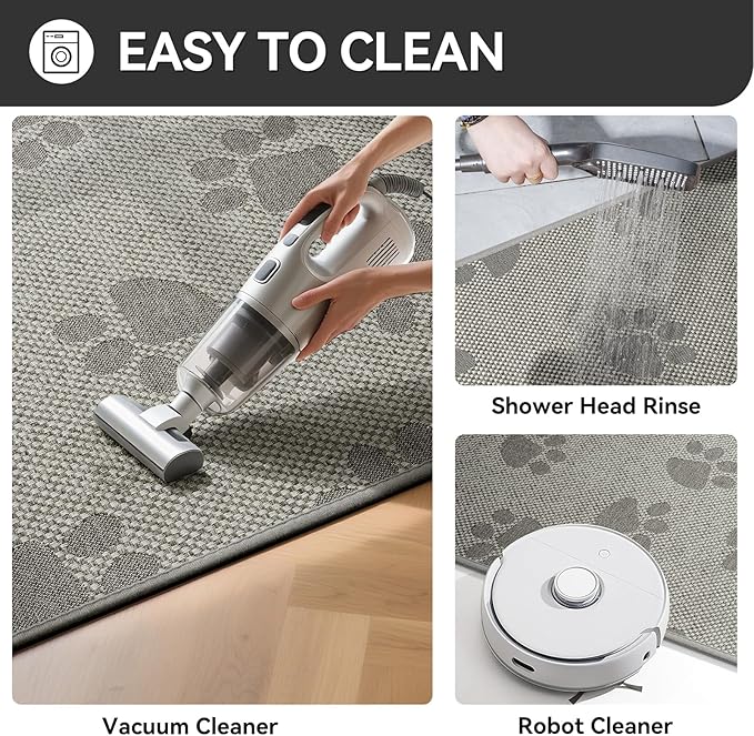 YDKGL Kitchen Mats for Floor, Super Absorbent Kitchen Rugs Non Slip Washable, Rubber Backing Soft Woven Linen Embroidery Runner Rug, Standing Mat Kitchen Sink Mat, Easy to Clean, Gray 17x47
