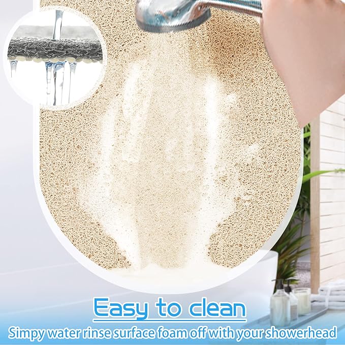 Bathtub Mat Non Slip Shower Soft PVC Loofah Bath Tub Mats for Bathroom 16''x40'', Beige