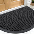 OLANLY Half Circle Door Mat Outside Entrance 29.5x17, Absorbent, Heavy Duty Sturdy Natural Rubber Doormat Indoor Outdoor, Fade Resistant, Non-Slip Backing Low Profile Floor Mat for Entryway, Black