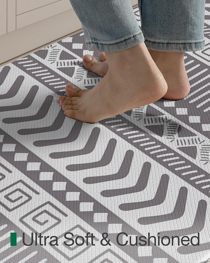 LUMI Anti Fatigue Kitchen Cushioned Mat for Floor, Padded Waterproof Runner for Standing, Stain Resistant Comfort Rugs for Home, Sink, Laundry, 24x59