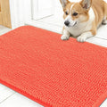 OLANLY Dog Door Mat for Muddy Paws 24x16, Absorbs Moisture and Dirt, Absorbent Non-Slip Washable Doormat, Quick Dry Chenille Mud Mat for Dogs, Entry Indoor Entryway Carpet for Inside Floor, Coral