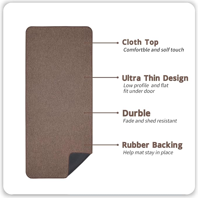 Bosap Bath Mat,Ultra Thin Bathroom Runner Rugs,Large Bath Mats for Bathroom,Quick Dry,Non-Slip,Machine Washable,Low Pile,Bath Rug,Shower Outside,Sink,Home Decor Accessories.Brown,2'x6'(24x72inch)