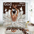 LQCOOL 4Pcs Black Girl Shower Curtain Set, Ballet Girl Bathroom Sets, Waterproof Bathroom Sets with Shower Curtain and Rugs, Shower Curtain with 12 Hooks
