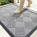 OLANLY Front Door Mat Outside Entrance 35x23, Absorbent, Heavy Duty Sturdy Natural Rubber Doormat Indoor Outdoor, Stain Fade Resistant, Non-Slip Low Profile Floor Mat for Entryway, Light Gray Diamond