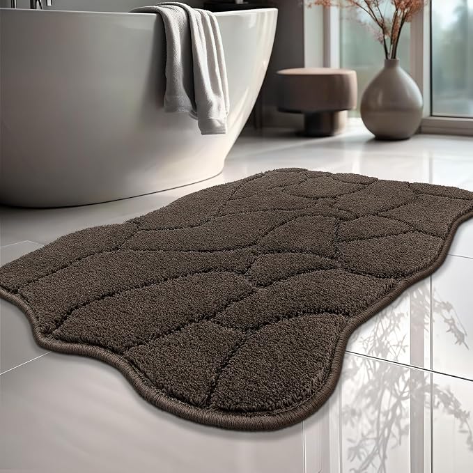 BSICPRO Bathroom Rugs, 32x20 Inches Bath Mats Non Slip, Extra Soft Absorbent Microfiber Shower Bath Rugs Mats Carpet for Bathroom Floor Decor, Machine Washable (Latte)