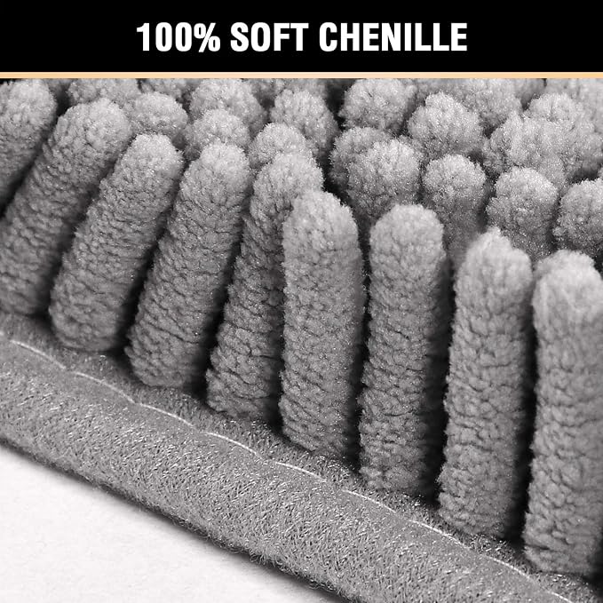 H.VERSAILTEX Bath Mat Bathroom Rug Bath Rugs for Bathroom Non Slip Bath Mats Extra Thick Chenille Rug 17" x 24" Absorbent Soft Shaggy Washable Dry Fast Plush Rugs for Bathtubs - Dark Grey