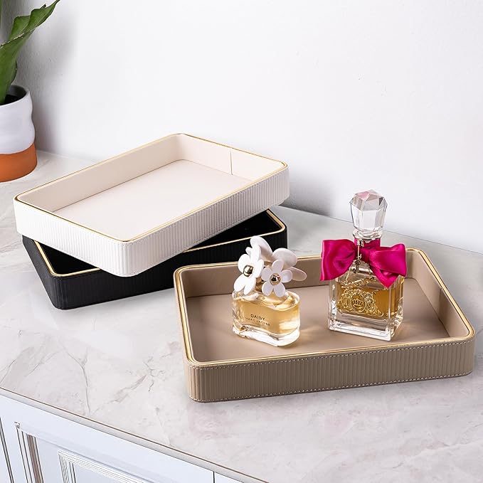 Nightstand Tray Perfume Tray Valet Tray Night Stand Bedside Organizer| Perfume Organizer Catchall| Perfume Trays for Dresser Vanity Tray for Dresser Countertop| Perfume Holder (Beige)