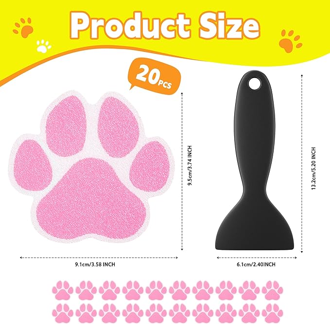Secopad Non-Slip Bathtub Stickers, 20 PCS Large Safety Bathroom Tubs Showers Treads Adhesive Decals with Scraper (Pink)