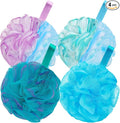 BCKENEY Bath Loofah Shower Sponge Body Back Scrubber Soft Mesh Shower Puffs Exfoliating Loofa for Women & Men Bath Accessories Cleaning Tool (4Pcs 75G, Extra Large)