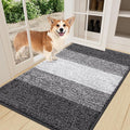 Smiry Dog Door Mat for Muddy Paws, Absorbs Moisture and Dirt, Low-Profile Entryway Mat with Non-Slip Backing, Entry Indoor Outdoor Doormat for Inside Floor (36x24 Inches, Grey, Striped)