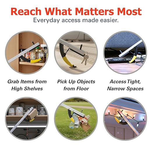 Sammons Preston Reacher, 32" Lightweight Grabber Reacher Tool with Magnetic Tip, Ergonomic Grip & Claw Jaw, Portable Reaching Aid for Seniors, Daily Living & Home Use, Standard Silver