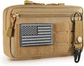 FRTKK Tactical Molle Admin Pouch Utility Laser Cut EDC Tool Pouch Bag Horizontal Modular Pouches Include US Flag Patch and Keychain