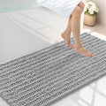 Smiry Bathroom Rugs Mat 47x24, Extra Soft Absorbent Chenille Bath Rugs, Non Slip Rubber Backing Machine Washable Quick Dry Bath Mats for Bathroom Floor, Tub, Shower, Home Decor Accessories, Light Grey