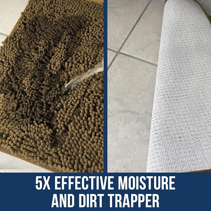 Muddy Mat Chenille Bathroom Rugs Quick Dry Microfiber Mats Non Slip Washable, Extra Thick, Soft and Highly Absorbent Bath Mats for Bathroom, Kitchen, and Shower Floor - Beige XL 59"X35"