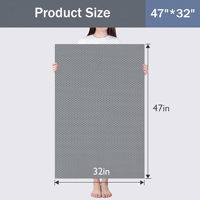Bathroom Non Slip Shower Mat, Gray 47x32 Inch Bathtub Mat, Non Slip Bathroom Mat for Elderly and Kids, Easy to Dry, Fast-Dry Drainage Hole, Easy to Prune