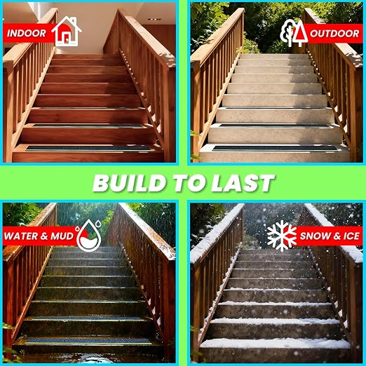 LifeGrip Anti Slip Traction Treads with Glow in Dark Stripe (20-Pack), 2" X 32", Best Grip Tape Grit Non Slip, Outdoor Non Skid Tape, High Traction Friction Abrasive Adhesive for Stairs Step