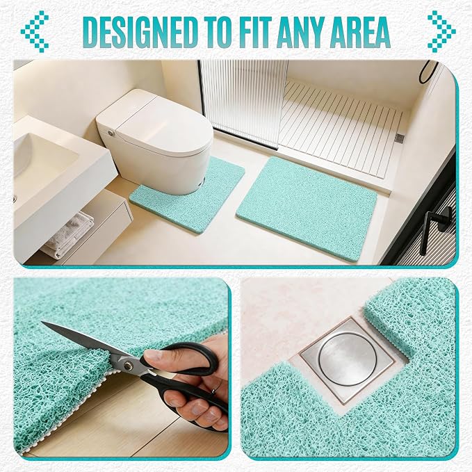 Joyhalo Shower Mat Bathtub Mat Non Slip, Bathmats Non Slip, Quick Drying Foot Scrubber Loofah Mats for Shower, Tub, Bathroom, Home,32x24inch, Aqua