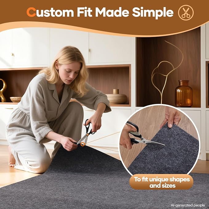 Veken Non Slip Cushioned Rug Pad Gripper 2 x 4 Ft, Felt and Silicone Backing, 1/8 inch Thick Carpet Liner for Hardwood Floors and Finishes, Under Area Rugs Anti Skid Mat, Keep Rugs Safe and in Place