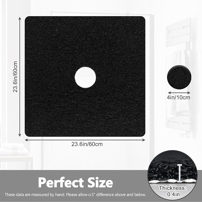 Shower Mat Non Slip: 24 x 24 Inch Square Shower Mats with Drain Hole in Middle - Soft Loofah Quick Drying Matt for Shower Stall