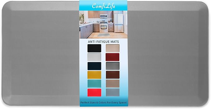 ComfiLife Anti Fatigue Floor Mat – 3/4 Inch Thick Kitchen Mats for Floor, Standing Desk Mat, Kitchen Rug – Comfort at Home, Office – Durable – Stain Resistant – Non-Slip Bottom (20" x 39", Gray)