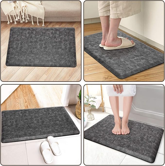 KMAT Kitchen Mat Cushioned Anti-Fatigue Floor Mat Waterproof Non-Slip Standing Mat Ergonomic Comfort Floor Mat Rug for Home,Office,Sink,Laundry,Desk 17.3" (W) x 28"(L),Grey