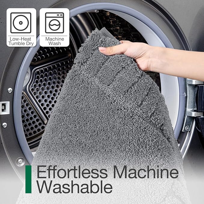 LUMI Bathroom Rugs Non Slip with Rubber Backing, Extra Soft Plush Microfiber Bath Rug Absorbent, Machine Washable Bath Mat Quick Dry for Tub, Shower, Dark Grey, 16"x24"