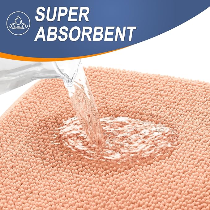 OLANLY Thick Memory Foam Bath Mat Rug 30x20, Extra Soft Absorbent Bathroom Rug, Quick Dry Bath Mats, Non-Slip, Machine Washable Carpet for Bathroom, Tub and Shower, Home Decor Accessories, Peach
