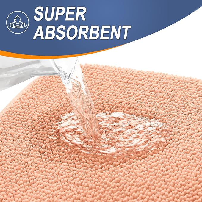 OLANLY Thick Memory Foam Small Bathroom Rugs 24x16, Extra Soft Absorbent Bathroom Mat, Quick Dry Bath Mat, Non-Slip, Machine Washable Carpet for Bathroom, Tub and Shower, Home Decor Accessories, Peach