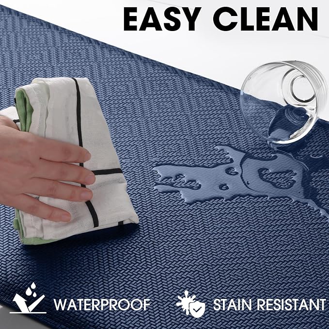 Mattitude Kitchen Mat Cushioned Anti-Fatigue Floor Mat Water Resistant Non-Slip Mats and Rugs Standing and Comfort Desk Mats for House Sink Office Laundry (Blue, 17.3"x28")