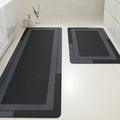 ACCUMTEK Non Slip Bath Mat, Thin Bathroom Rugs Fit Under Door, Quick Dry Bath Mats, Machine Washable Bath Rugs for Bathroom, Bathtub & Kitchen, Bathtub, Black/Bordered/24 x17+48"x20"
