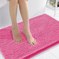 Smiry Luxury Chenille Bathroom Rugs 36x24, Extra Soft and Absorbent Shaggy Bath Mat, Machine Washable, Non-Slip Plush Carpet Runner for Tub, Shower, and Floor, Home Decor Accessories, Hot Pink