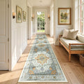 RELEANY Area Rugs Runner 2'6"x14' Washable Non-Slip, Floral Vintage Distress Medallion Carpet for Kitchen Hallway Bedroom Beside Laundry Room Bathroom, Beige Carbon Grey Orange