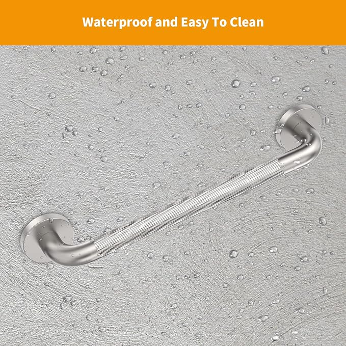 2 Pack 18 inch Shower Grab Bar with Knurled Anti-Slip Grip, ADA 500lbs Supporting, Grab Bar for Bathroom with Concealed Screws, Stainless Steel Chrome Polished Handicap Grab Bar for Gifts