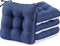 BETU Chair Cushions for Dining Chairs Set of 4,3.5" Thick Outdoor Indoor Chair Pads with Ties,Non Slip Backing and Covers, Seat Cushion for Kitchen Dining,Bar,Patio Furniture15.5"X15.5"X3.5",Navy Blue