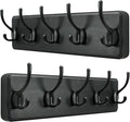 SKOLOO Rustic Wall Mounted Coat Rack, Case of 2, Pine Solid Wood Coat Hook Hanger - 5 Hooks for Hanging Clothes Robes Towels Coats