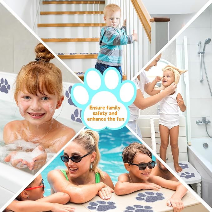 Secopad 20 PCS Original Non-Slip Bathtub Stickers, Large Safety Bathroom Tubs Showers Treads Adhesive Decals with Scraper(Gray)