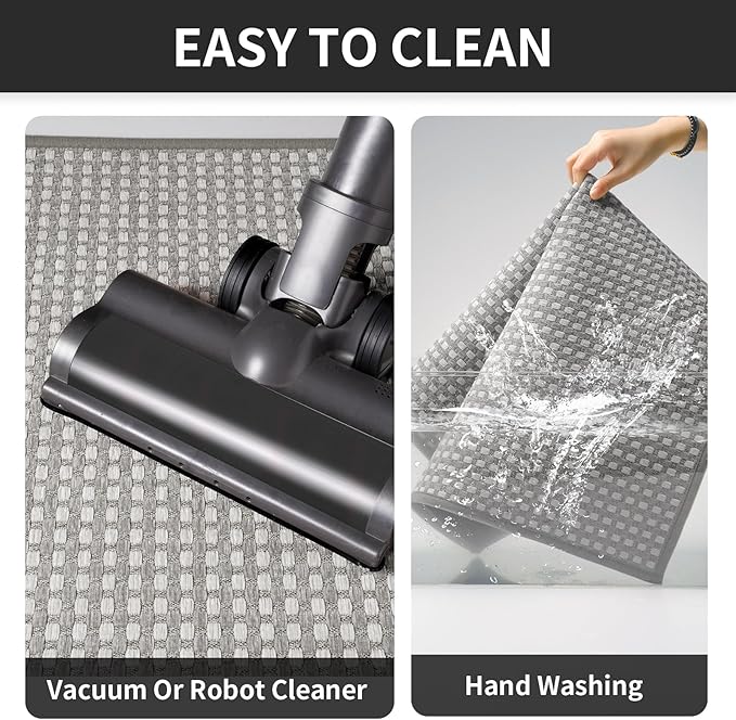 YDKGL Long Kitchen Runner Rugs Kitchen Mat Non Slip Washable, Super Absorbent Soft Chenille Braided Kitchen Mats for Floor, Rubber Backing Kitchen Floor Sink Standing Mat, Easy Clean, Gray 24"x71"