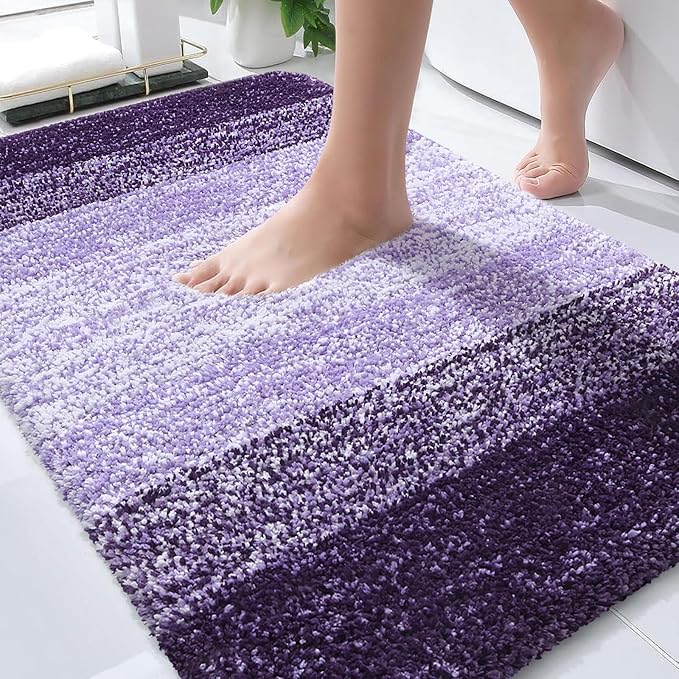 OLANLY Bathroom Rugs Mat 36x24, Extra Soft Absorbent Microfiber Bath Rugs, Rubber Backing, Quick Dry, Machine Washable Bath Mats for Bathroom Floor, Tub and Shower, Home Decor Accessories, Violet