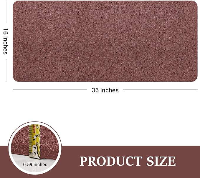 LuxStep Shower Mat Bathtub Mat,36x16 inch, Non-Slip Bath Mat with Drain, Quick Drying PVC Loofah Bathmat for Tub,Shower,Bathroom,Reddish Brown