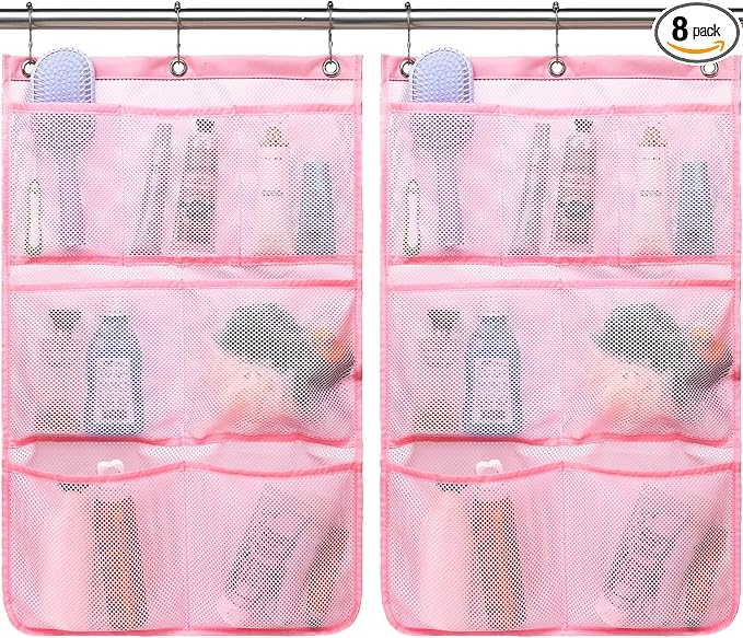 Fammart Mesh Shower Caddy Hanging, Quick-Drying Shower Organizer with 7 Pockets, Portable Bathroom Organizers and Storage for Shampoo, Soap, Loofah, Travel, and Cruise Essentials