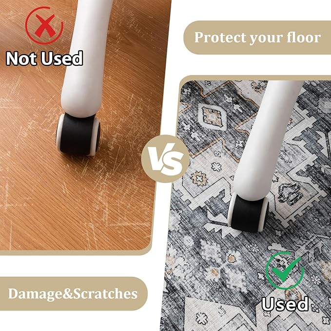 chakme Office Chair Mat for Hardwood Floor, 60"x45" Easy Glide Computer Desk Mat Protector for Rolling Chair Under Desk Rug Nonslip Backing, Machine Wash, (Boho)